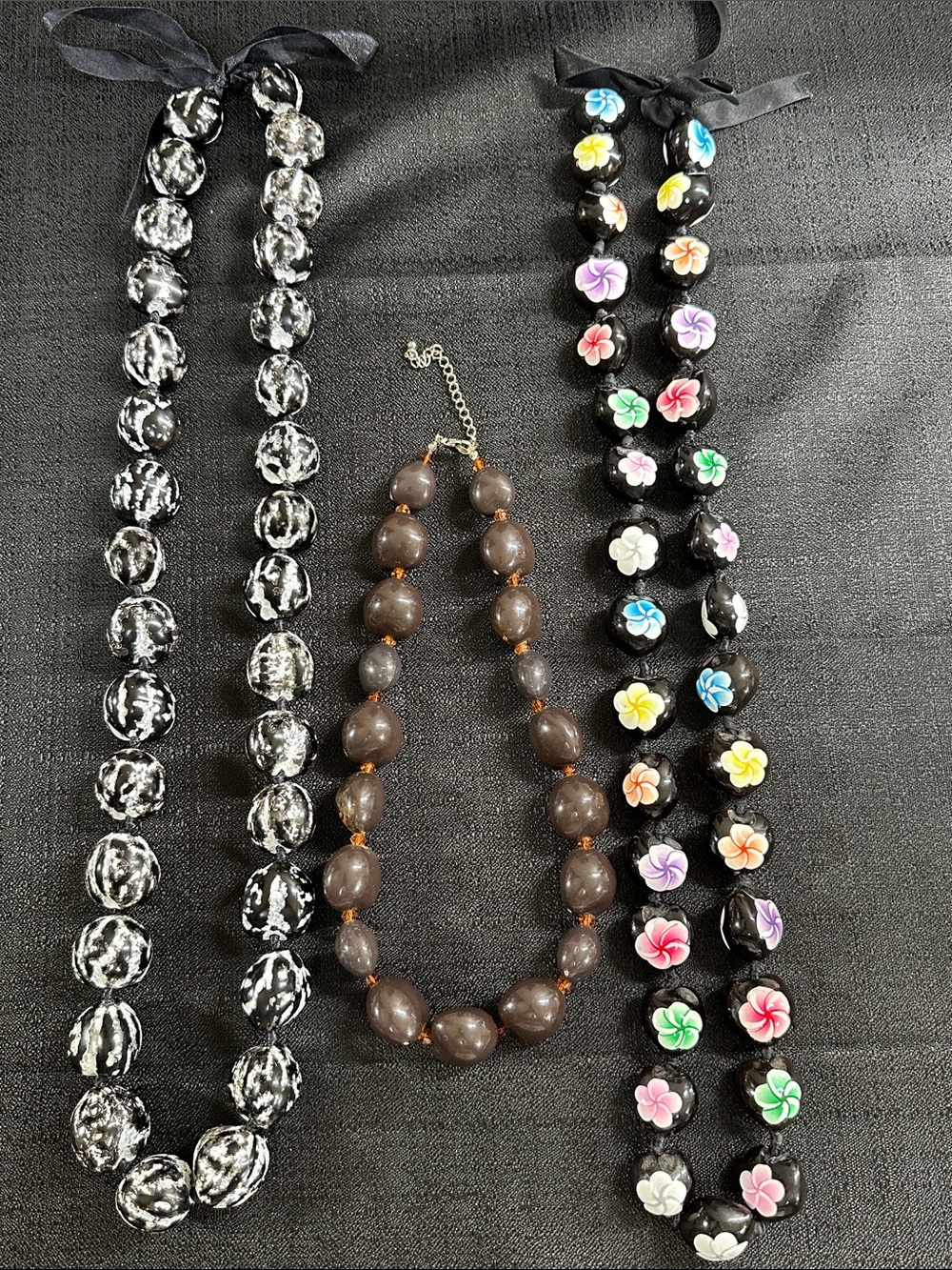 Hawaiian Kukui Nut Leis Beach Luau Necklace Set (Lot of 3)